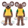 Brown Koala Mascot Costume with Yellow Shirt and Green Sleeves