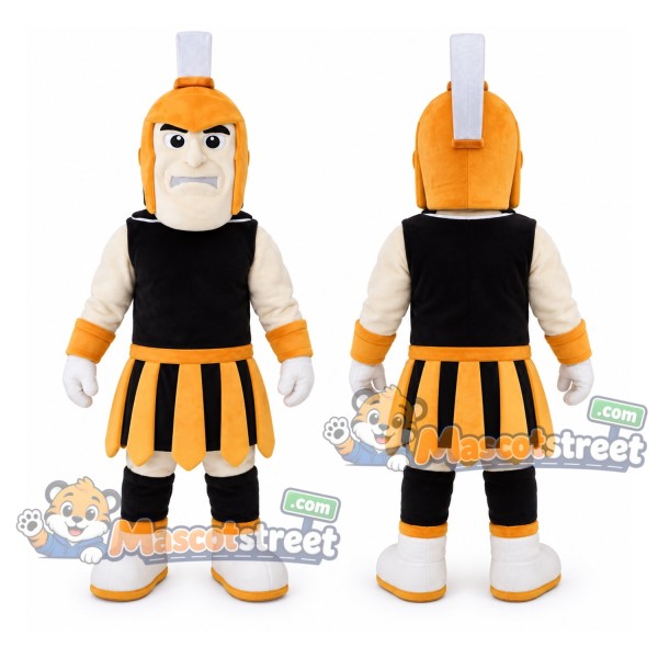 Knight Mascot Costume with Black and Gold Armor