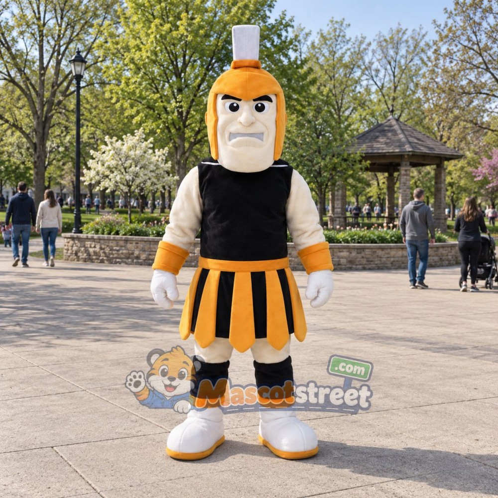 Knight Mascot Costume with Black and Gold Armor Knight Mascot Costume with Black and Gold Armor