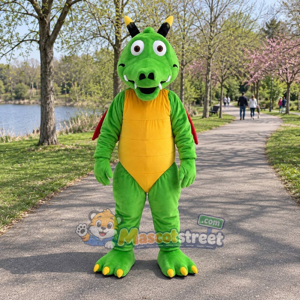 Green Dragon Mascot Costume Green Dragon Mascot Costume
