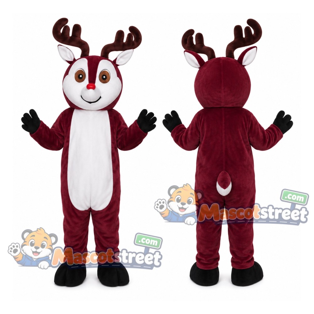 Burgundy Reindeer Mascot Costume Burgundy Reindeer Mascot Costume