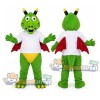 Green Dragon Mascot Costume with White Shirt and Yellow Shorts