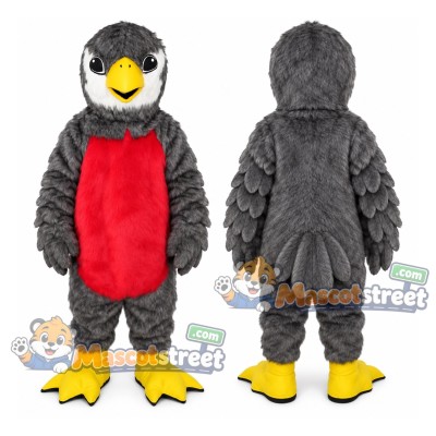 Gray Bird Mascot Costume with Red Vest
