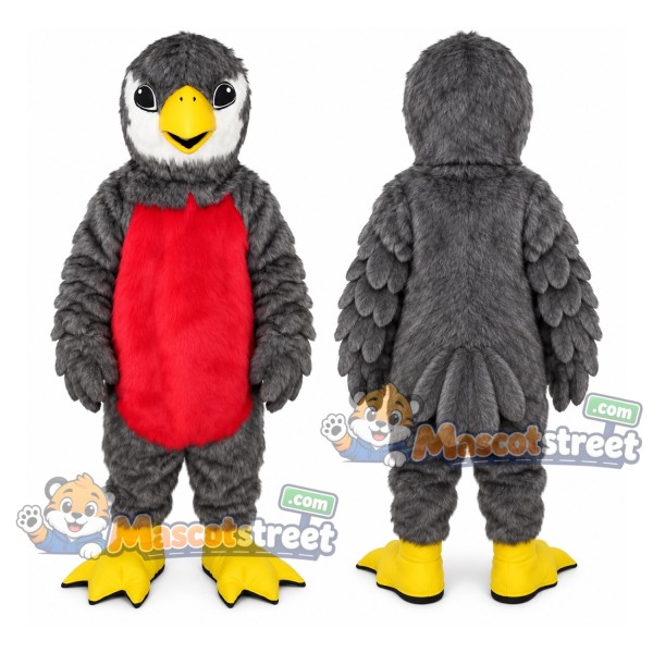 Gray Bird Mascot Costume with Red Vest