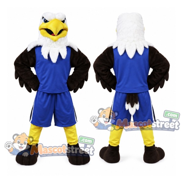 Bald Eagle Mascot Costume with Blue Sports Uniform