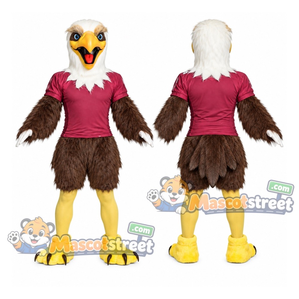 Bald Eagle Mascot Costume with Pink Shirt Bald Eagle Mascot Costume with Pink Shirt