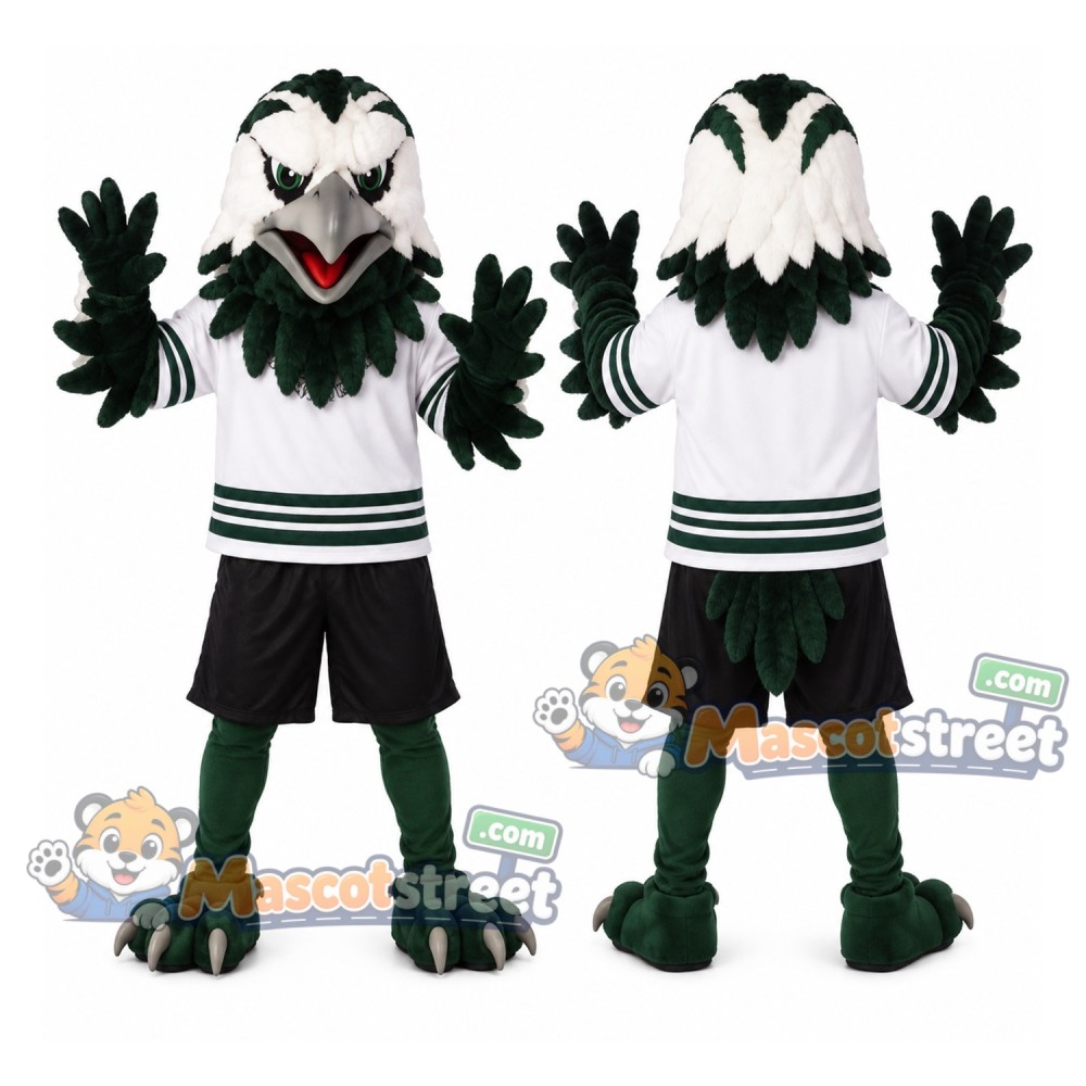 Green and White Eagle Mascot Costume with White Vest and Black Shorts Green and White Eagle Mascot Costume with White Vest and Black Shorts