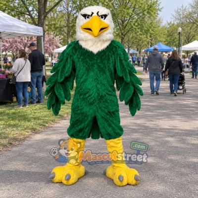 Green and White Eagle Mascot Costume