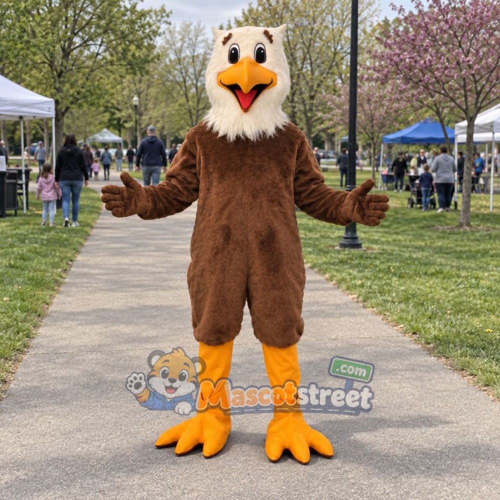 Brown and White Eagle Mascot Costume Brown and White Eagle Mascot Costume