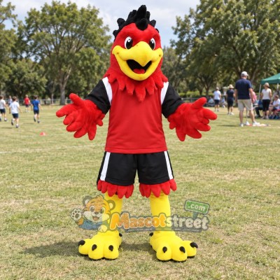 Red Bird Mascot Costume with Red Shirt and Black Shorts Red Bird Mascot Costume with Red Shirt and Black Shorts
