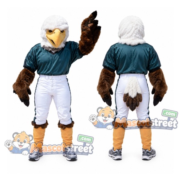 Bald Eagle Mascot Costume with Teal Shirt and White Trousers