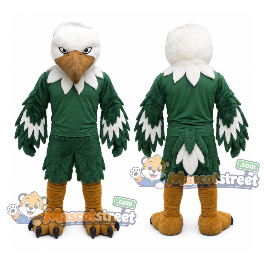 Green and White Eagle Mascot Costume with Green Sports Uniform Green and White Eagle Mascot Costume with Green Sports Uniform