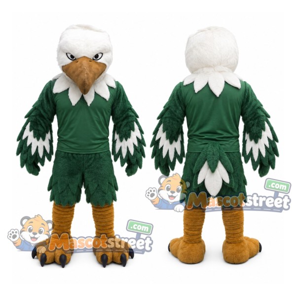 Green and White Eagle Mascot Costume with Green Sports Uniform
