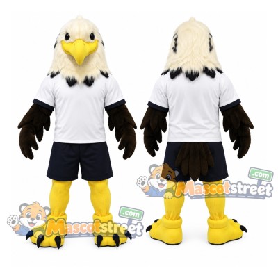 Bald Eagle Mascot Costume with White Shirt and Navy Shorts Bald Eagle Mascot Costume with White Shirt and Navy Shorts