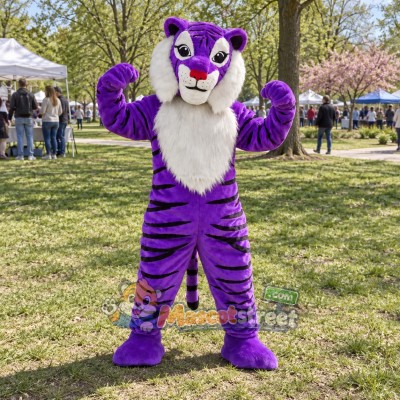 Purple Tiger Mascot Costume