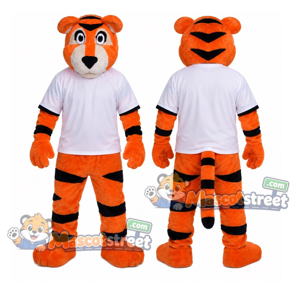 Orange Tiger Mascot Costume with White Shirt Orange Tiger Mascot Costume with White Shirt