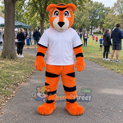 Orange Tiger Mascot Costume with White Shirt Orange Tiger Mascot Costume with White Shirt