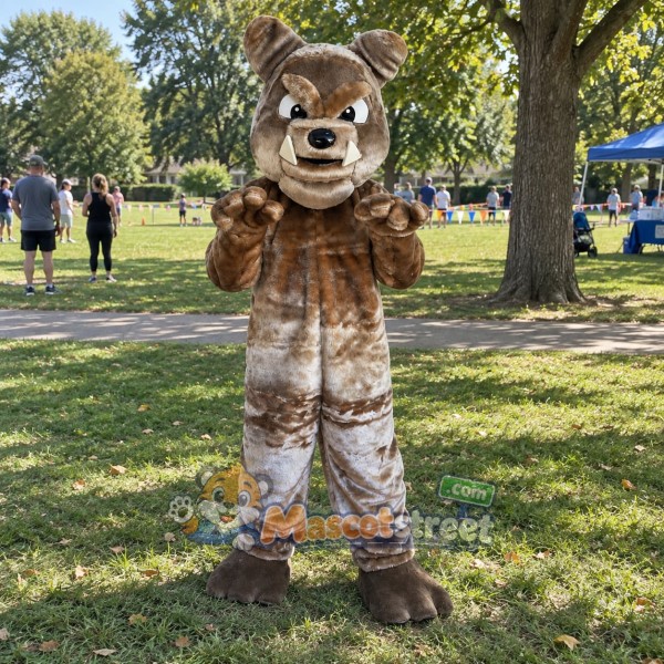 Brown Bulldog Mascot Costume