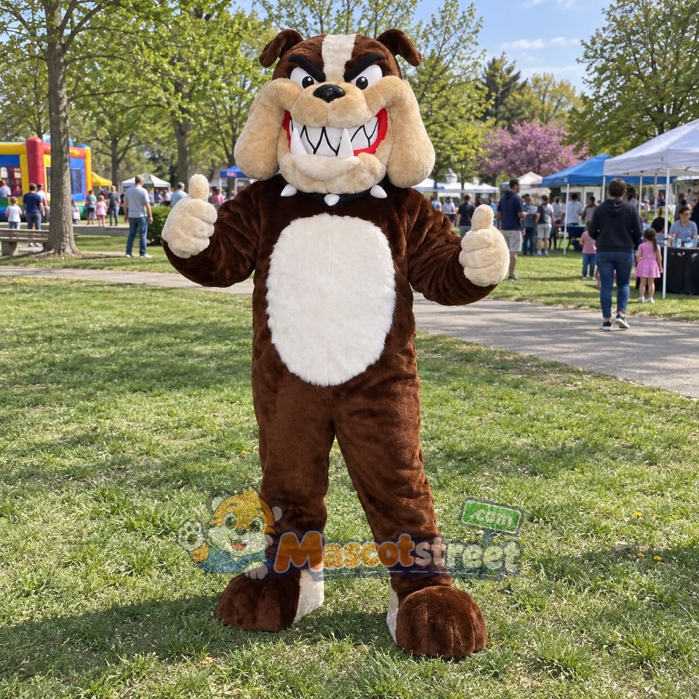Brown Bulldog Mascot Costume