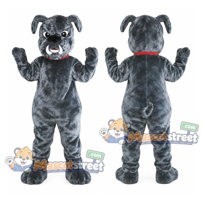 Gray Bulldog Mascot Costume with Red Collar Gray Bulldog Mascot Costume with Red Collar