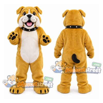 Tan Bulldog Mascot Costume with Black Collar Tan Bulldog Mascot Costume with Black Collar