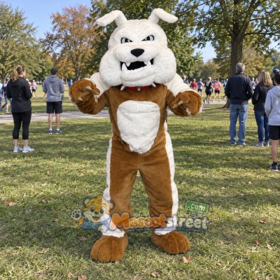 Brown and White Bulldog Mascot Costume Brown and White Bulldog Mascot Costume