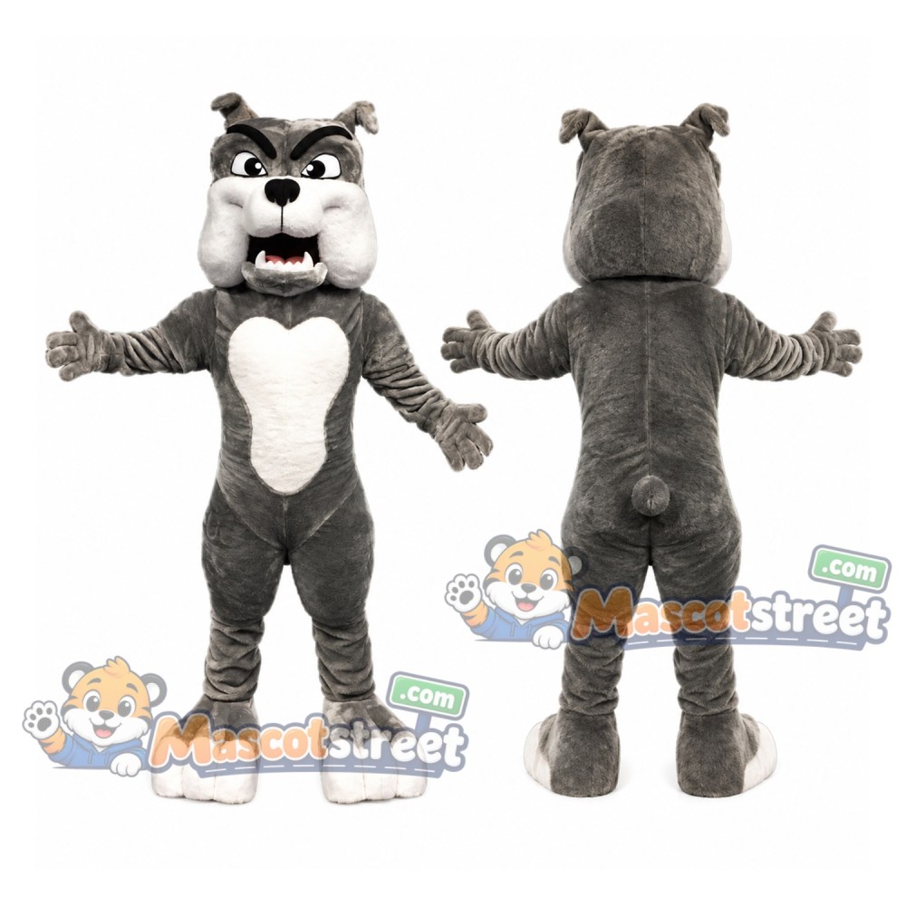 Gray Bulldog Mascot Costume Gray Bulldog Mascot Costume
