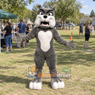Gray Bulldog Mascot Costume Gray Bulldog Mascot Costume