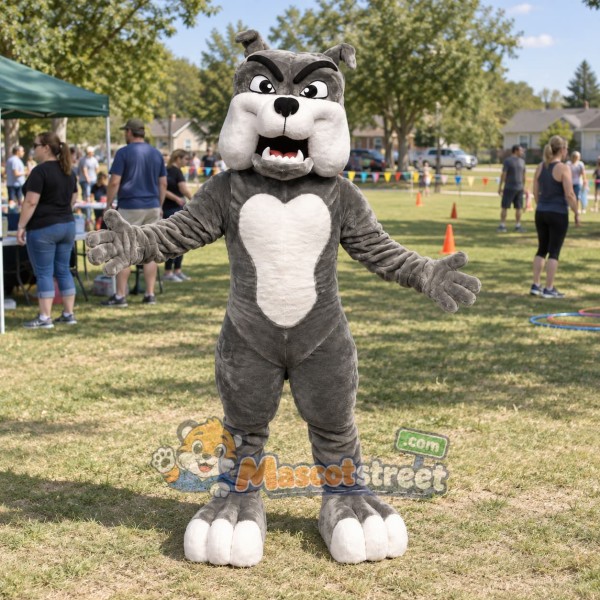 Gray Bulldog Mascot Costume