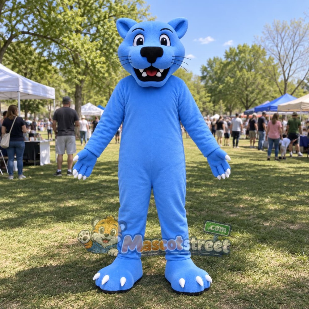 Blue Panther Mascot Costume Blue Panther Mascot Costume