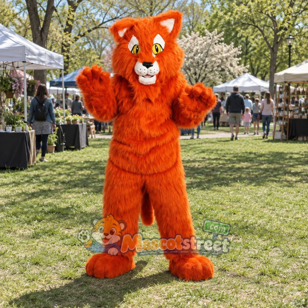 Orange Panther Mascot Costume Orange Panther Mascot Costume