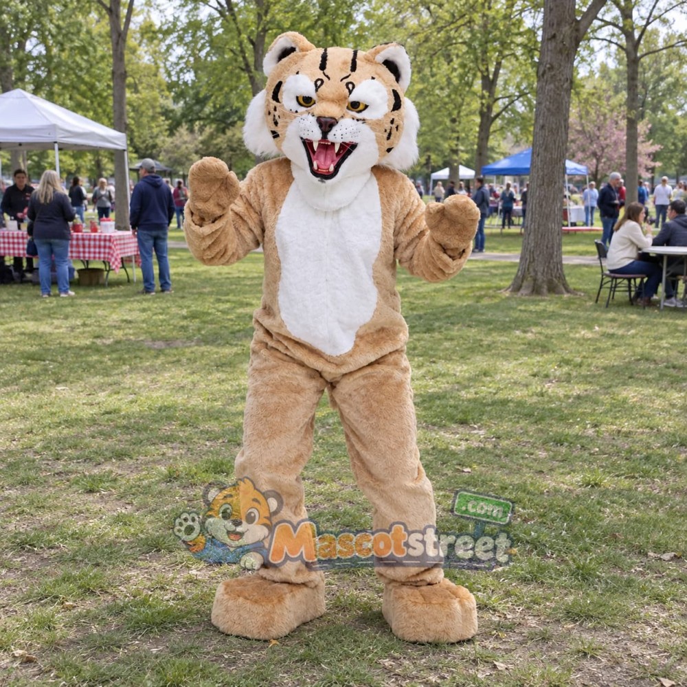Tan Bobcat Mascot Costume Tan Bobcat Mascot Costume
