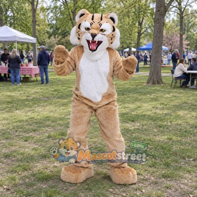 Tan Bobcat Mascot Costume Tan Bobcat Mascot Costume