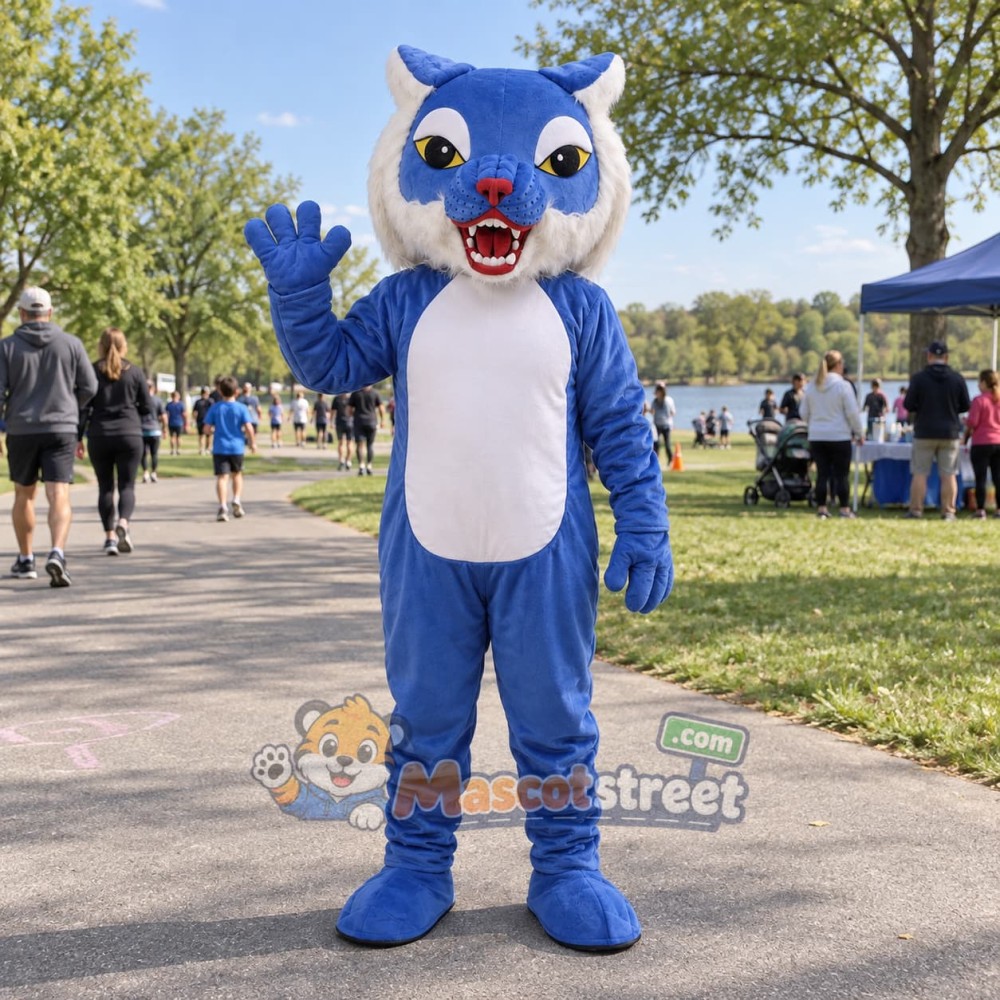Blue Wildcat Mascot Costume Blue Wildcat Mascot Costume