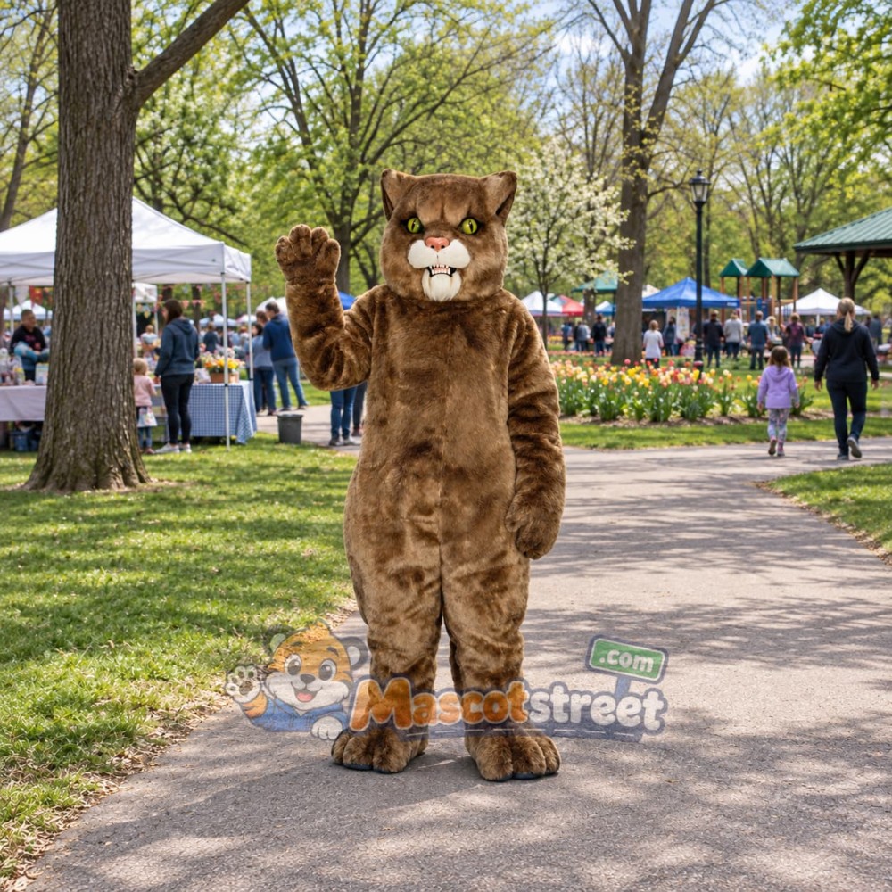 Brown Wildcat Mascot Costume Brown Wildcat Mascot Costume