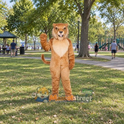 Tan Cougar Mascot Costume Tan Cougar Mascot Costume