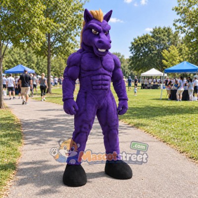 Purple Horse Mascot Costume Purple Horse Mascot Costume