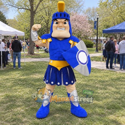 Warrior Mascot Costume with Blue Armor and Helmet Warrior Mascot Costume with Blue Armor and Helmet