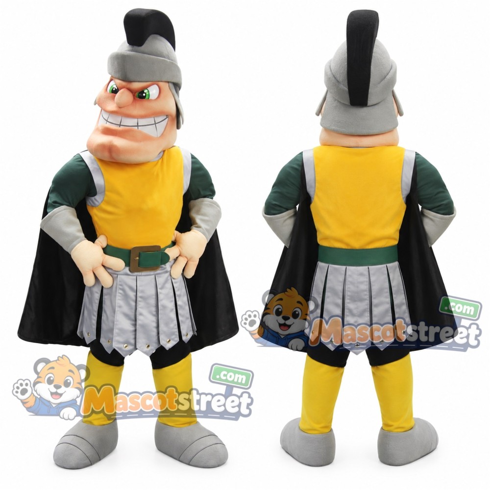 Warrior Mascot Costume with Yellow Chest Plate, Gray Skirt and Helmet Warrior Mascot Costume with Yellow Chest Plate, Gray Skirt and Helmet