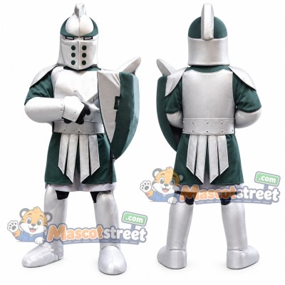 Knight Mascot Costume with Silver and Green Armor Knight Mascot Costume with Silver and Green Armor