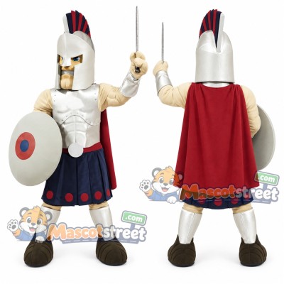 Warrior Mascot Costume with Silver Armor and Red Cape Warrior Mascot Costume with Silver Armor and Red Cape