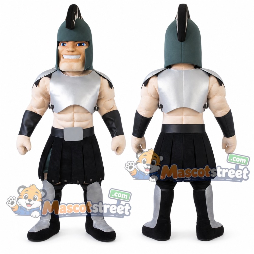 Warrior Mascot Costume with Silver Chest Plate and Black Skirt