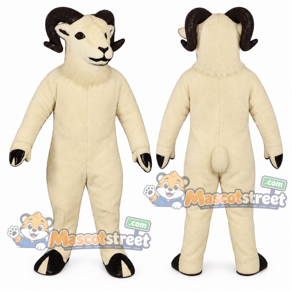 Cream Ram Mascot Costume Cream Ram Mascot Costume