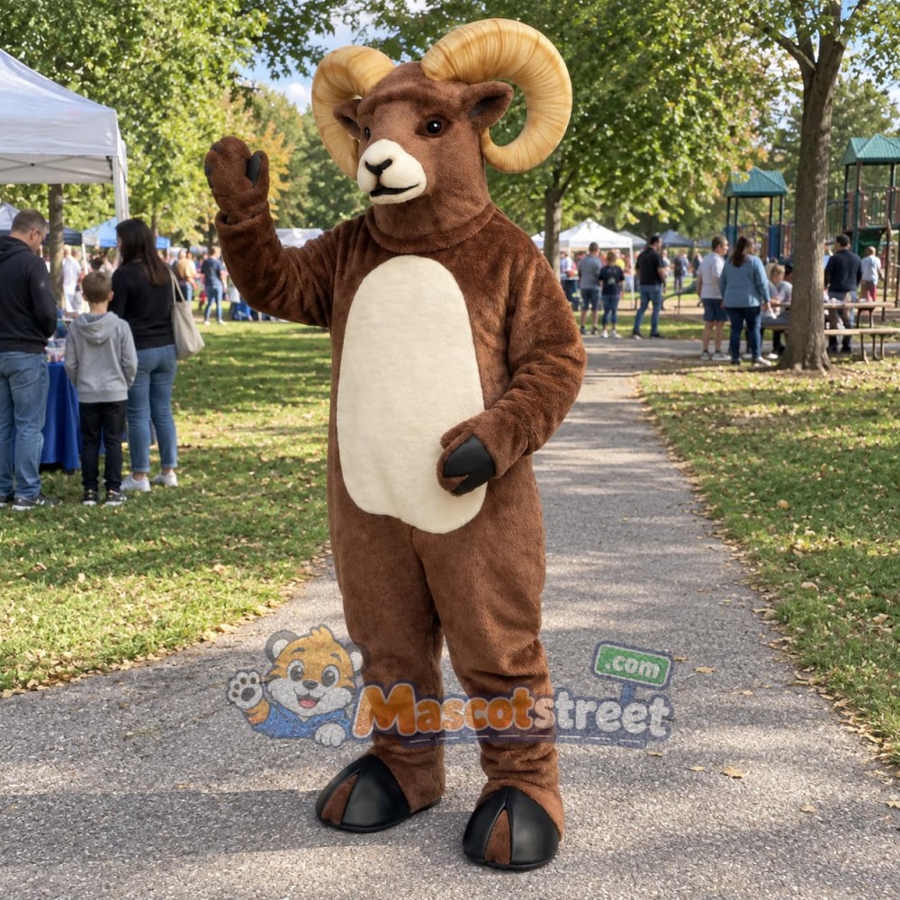 Brown Ram Mascot Costume Brown Ram Mascot Costume