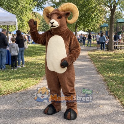 Brown Ram Mascot Costume Brown Ram Mascot Costume