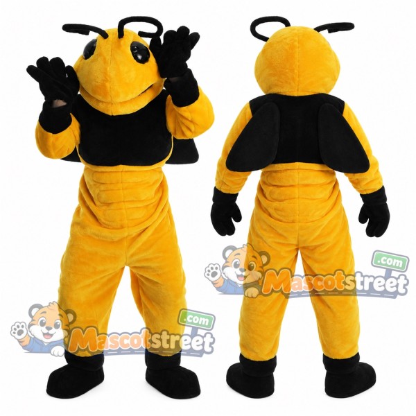 Yellow Hornet Mascot Costume with Black Shirt