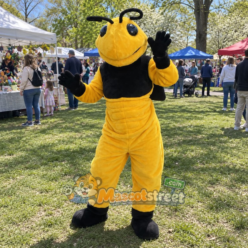 Yellow Hornet Mascot Costume with Black Shirt Yellow Hornet Mascot Costume with Black Shirt