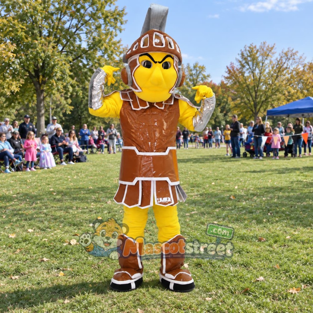 Warrior Mascot Costume with Brown Armor and Helmet Warrior Mascot Costume with Brown Armor and Helmet