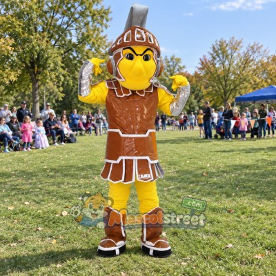 Warrior Mascot Costume with Brown Armor and Helmet Warrior Mascot Costume with Brown Armor and Helmet