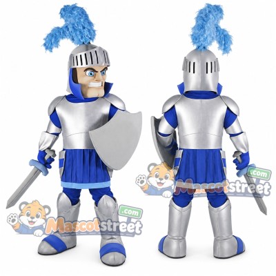 Knight Mascot Costume with Silver and Blue Armor Knight Mascot Costume with Silver and Blue Armor